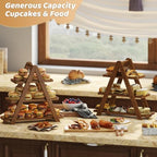 3 Tier Serving Tray, Wooden Cupcake Stand, and Towers Serving Tray for Party Food, Farmhouse Serving Platter, Decorative Tray, Decor Dessert Display Set, Tiered Tray Stand - Image 3
