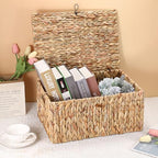 Hipiwe Wicker Storage Baskets with Lid, Large Water Hyacinth Lidded Baskets - Image 7