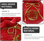VOSAREA Lucky Bag Vase Money Bag Flower Vase Lucky Piggy Bank Money Flower Planter Pot Wheat Yuan Bao Blessing Arrangement Feng Shui Decor Red - Image 3