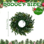 12 Pcs Christmas DIY Green Wreath 10 Inch Artificial DIY Faux Plain Wreaths Front Door Green Farmhouse Cabinets Indoor Outdoor Wall Decor(Willow Pine) - Image 2
