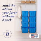 HOMZ 8-Pack Durable Molded Bin, Plastic Storage Containers with Lids, 18 Gallon, Blue - Stackable Organizer Totes and Boxes for Bedroom, Kitchen, and Garage Organization - Image 2