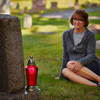 Cemetery Memorial Candle, Christian Cross Candle Holder with 2 Candles - Image 5