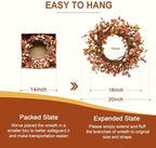20 Inch Fall Wreath for Front Door Autumn Decor with Orange Eucalyptus Leaves Rustic Thanksgiving Harvest Wreaths Indoor Outdoor Hanging Home Decor - Image 3