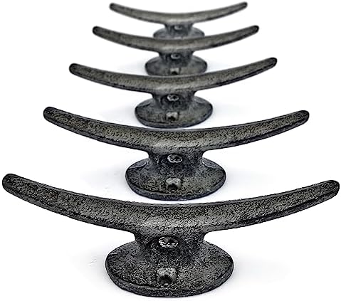 Ambipolar 5 Pack Decorative Cast Iron Heavy Duty Double Hooks, Wall Mounted Coat Hooks, Vintage Inspired (Antique Black) (Mooring Type) - Image 3