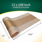 Decorative Table Runner (Pack of 6) – 12”x 108” – Natural on Stripe Rustic Farmhouse Table Runner with Finished Edge – Burlap Runner for Home Decor, Weddings and Christmas - Image 2