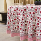 Ridhi Hand Block Print Round Tablecloth Sangria Red 132 Inch 100% Cotton - Image 4