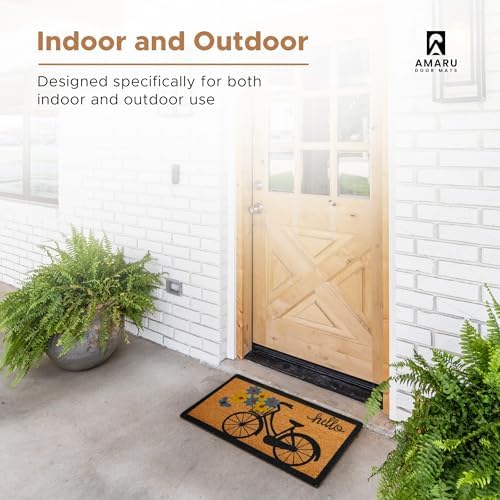 Coir Welcome Mat, Non-Slip, Bicycle, 17 x 29 in - Image 4