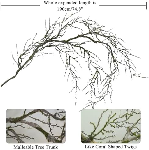 74" Spooky Halloween Tree Garland Moss Faux Willow Branches for Hanging(1) - Image 3