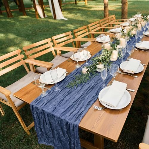 LemonRoad 4 Pcs 20ft Cheesecloth Table Runners Boho Gauze, Dusty Blue - Image 6