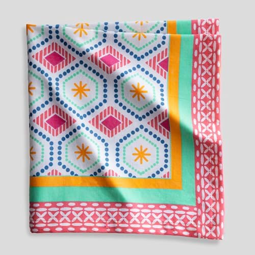 FINGERCRAFT Cloth Napkins Set of 12, 100% Cotton, 20x20 Inch, Coral Oasis - Image 7