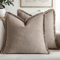 MIULEE Boho Linen Fringe Decorative Fall Throw Pillow Covers Dune 20x20 by MIULEE