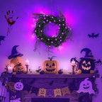 9 Ft 66 LED Willow Vine Twig Decor Black Halloween Garland with Purple Lights, Timer 8 Modes Waterproof Battery Operated Indoor Halloween Decorations for Wall Fireplace Mantle Home Office Party Decor - Image 6