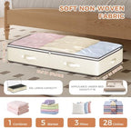 Budding Joy 4 Pack Under Bed Storage Containers with Clear Lids, Beige - Image 3