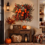 Norme Fall Basket Wreath for Front Door 19 in Autumn Pumpkin Harvest Wreath - Image 3