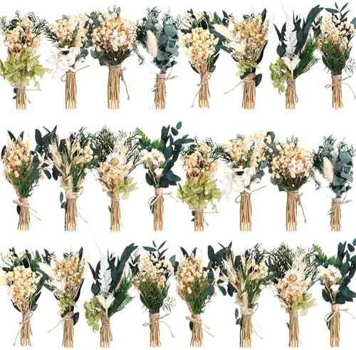 Layhit 24 Pcs Mini Dried Flower Bouquets Boho for Vase, Greenery by ShungLan