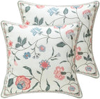 ISAENNE Designer Linen Throw Pillow Cover,Set of 2,18"x18"-Estevan A by Isaennehomedecoration