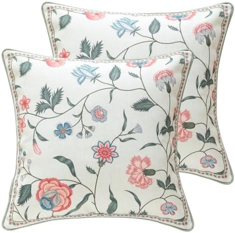ISAENNE Designer Linen Throw Pillow Cover,Set of 2,18"x18"-Estevan A by Isaennehomedecoration