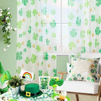 St. Patrick's Day Sheer Curtains for Living Room, Shamrock Clover Sheer Curtain, Rod Pocket Window Drapes Decorations for Bedroom and Home Decor, 2 Panels Green 52W x 84L - Image 2