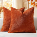 decorUhome Soft Chenille Rust Throw Pillow Covers 24X24 Set of 2 by decorUhome