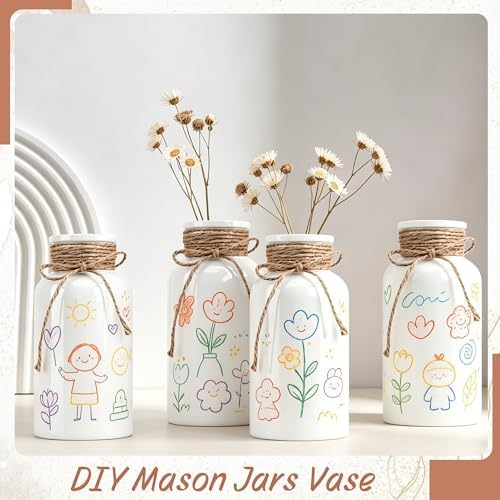 12 Pack Mason Jar Vases for Centerpieces, White Glass Flower Vase - Image 4