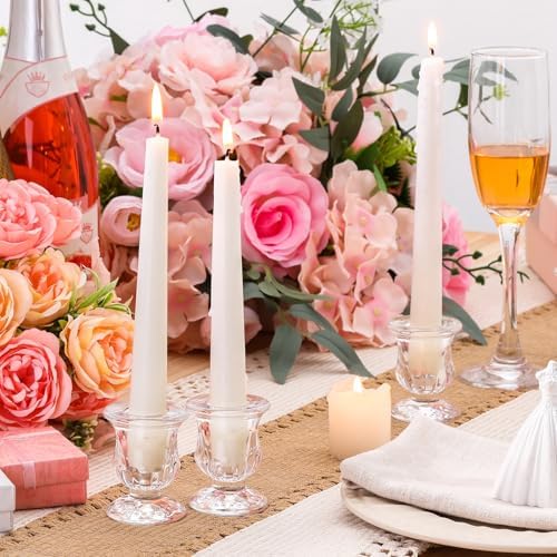 66 Pcs Clear Glass Candlestick Holders Taper Candle Holder Bulk 2.5 Inch Candle Stick Holder for Table Centerpiece Mantel Wedding Housewarming Gift Rustic Vintage Valentines Dinning Decoration (Clear) - Image 7
