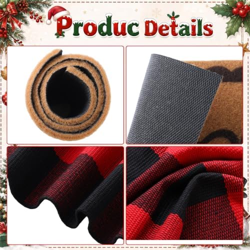 2pcs Christmas Welcome Mat for Front Door Layered Buffalo Plaid Outdoor Rug - Image 3