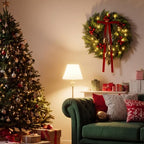 20 Inch Christmas Cedar Wreath for Front Door, with Lights - Image 5