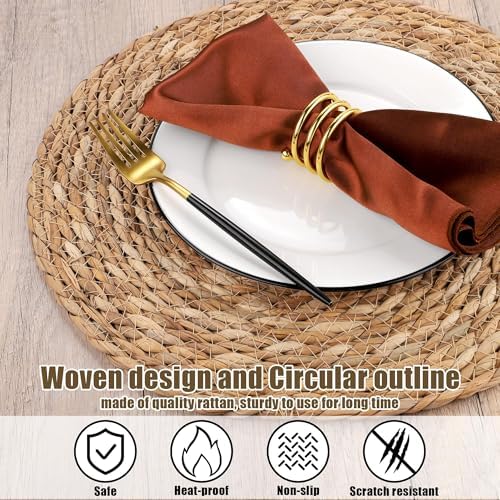 Kochorie Set of 24 Round Woven Placemats 12 Inches Bulrush Placemats Natural Hand-Woven Boho Rattan Placemats Wicker Table Mats Farmhouse Weave Place Mats for Home Dining Table - Image 3