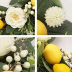 22 Inch Lemon Floral Wreath with White Peonies and Eucalyptus Leaves, Summer Front Door Wreath, Farmhouse Decor for Spring Summer Indoor Outdoor Use - Image 6