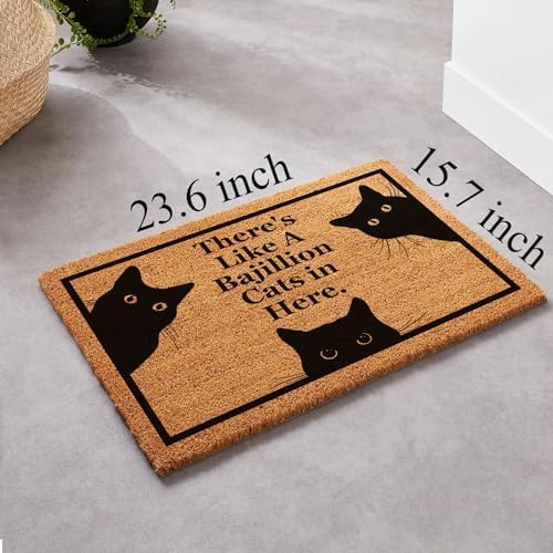 Funny Coir Doormat - 'Bajillion Cats' Welcome Mat, 23.6 x 15.8 Inch, Heavy-Duty Backing, Non-Slip Outdoor Rug - Image 3