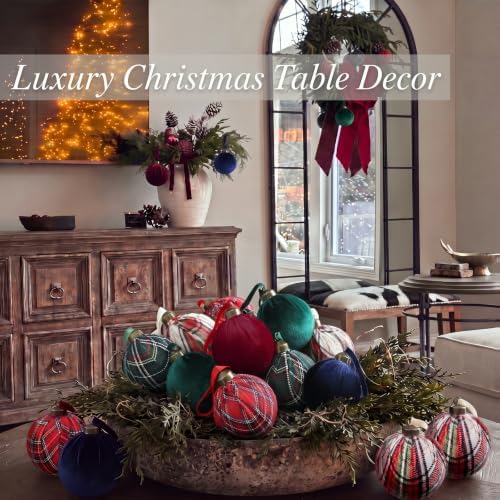 Gemscream 12 Pcs Classic Tartan Assorted Christmas Ornament Balls 3.15 Inch - Image 5