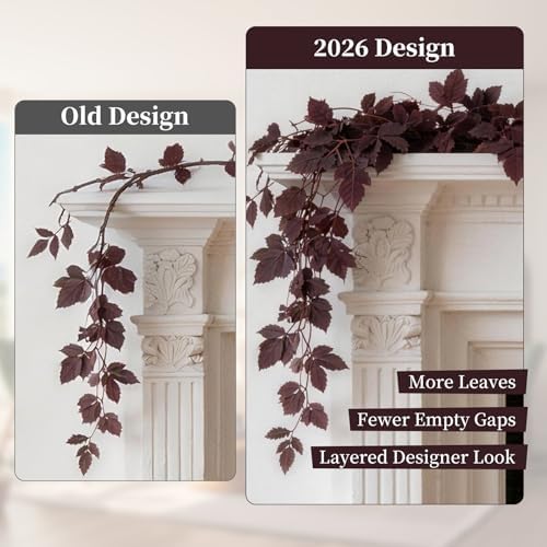 Fall Decorations for Home-2Pack Plum Fall Garland,Artificial Autumn Leaf - Image 2