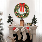 VINGLI 24 Inch Christmas Wreath Prelit Front Door Battery LED Decor Green - Image 5