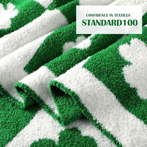 Buryeah St Patricks Day Knit Throw Blanket, 50 x 60 Inch Irish Shamrocks Reversible Knitted Throw Blanket, Lucky Green Clover Cozy Soft Lightweight Gift for Couch Sofa Bed - Image 4