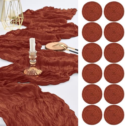 12 Pack Terracotta Cheesecloth Table Runner,20x120 in Table Runner by FXKS