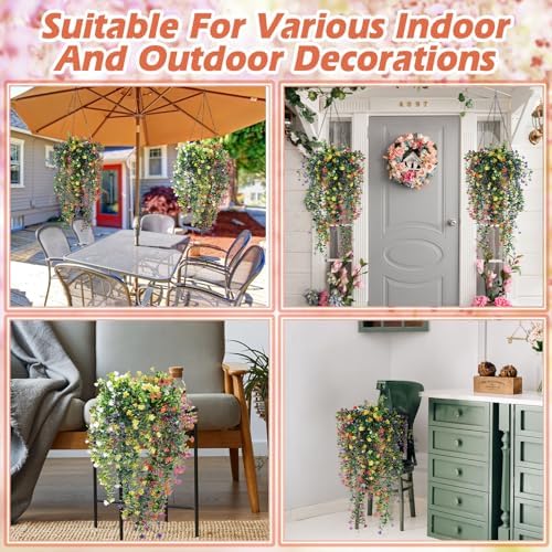 Hotop 6 Pcs Artificial Hanging Plants Ivy Vine with Flowers, Mixed Colors - Image 5