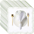 Hahafelt 12 Set Scalloped Cloth Napkins, Embroidery Polyester, Sage Green by Hahafelt