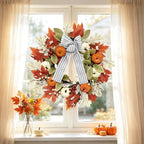 24 Inch Fall Wreaths for Front Door,Home Decor for Farmhouse Off White - Image 6