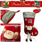 Foaincore Vintage Christmas Stocking 6 Pack 18 Inches with 6 Pieces Zinc Alloy Stocking Holders Fireplace Adjustable Holders for Family Holiday Mantel(Christmas Style) - Image 2
