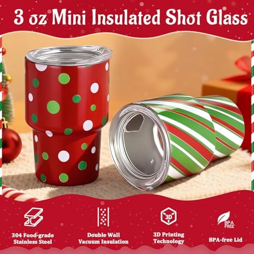 6 Pcs Set, Mini Shot Glasses with Christmas Stocking, Lids, and Straws, 3oz Stainless Steel Christmas Cups for Holiday Party, Family Gathering, and Christmas Stocking Stuffers - Image 5