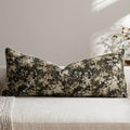 DEZENE Pack of 1 Vintage Floral Lumbar Pillow Covers 14x36 Boho Farmhouse Accents Chenille Rectangular Decorative Throw Pillow Cases for Living Room Couch Bed Home Decor, Olive Green by DEZENE