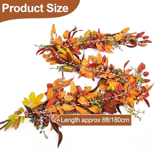 Montekin 6ft Artificial Thick Fall Berry Garland with Floral Flowers - Image 4