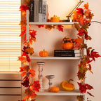 VIHOSE 2 Pack Fall Maple Leaves Thanksgiving Garland 11.5ft, Colorful - Image 2