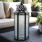 Vela Lanterns Decorative Indoor Candle Holder Table Centerpieces - Moroccan Hanging Outdoor Patio & Porch Home Decor, Turkish Floor Lamp for Wedding, Ramadan (Extra Large 16", Clear Glass) - Image 2