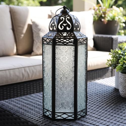 Vela Lanterns Decorative Indoor Candle Holder Table Centerpieces - Moroccan Hanging Outdoor Patio & Porch Home Decor, Turkish Floor Lamp for Wedding, Ramadan (Extra Large 16", Clear Glass) - Image 2