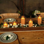 Homemory Amber Flickering Flameless Candles, Battery Operated Acrylic LED Pillar Candles with Remote Control and Timer, Fall Candles, Set of 9 - Image 6