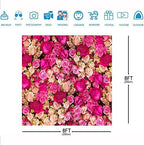 Ticuenicoa 8x8ft Pink Red Rose Flowers Photography Backdrop Valentine's Day Photo Background Baby Shower Wedding Birthday Decoration Bridal Shower Wedding Blossoms Roses Wall Art - Image 6