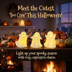 Ceramic Ghost Decor, Light Up Ghost Figurines for Halloween with Timer - Image 5