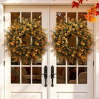 26 Inch Fall Wreaths for Front Door Outdoor Boxwoods Wreath - Image 4
