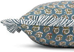Ridhi Peacock Blue Floral Block Print Throw Pillow Covers 16x16 Inch - Image 5